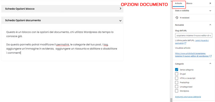 scheda opzioni documento